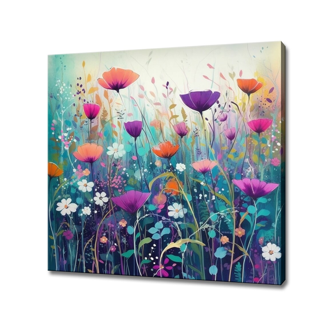 Colorful Wildflowers Meadow Abstract Watercolor Art Print