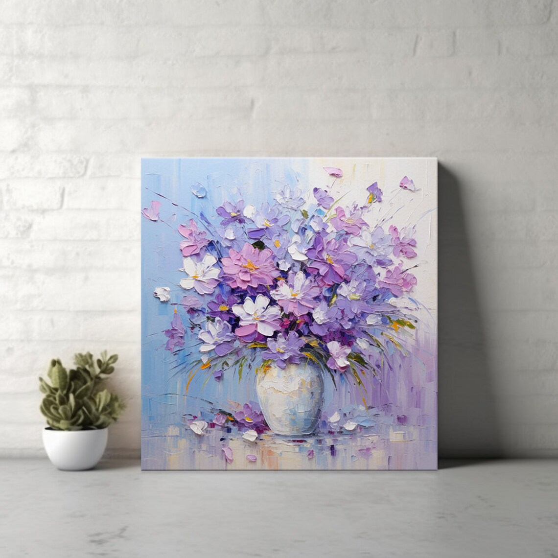 Purple Lilac Bouquet, Oil Painting Style Art Print - Image 4