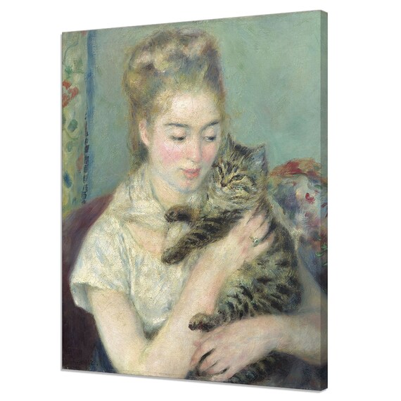 Renoir Woman With A Cat 1875 Impressionist Portrait Kitten Art Print