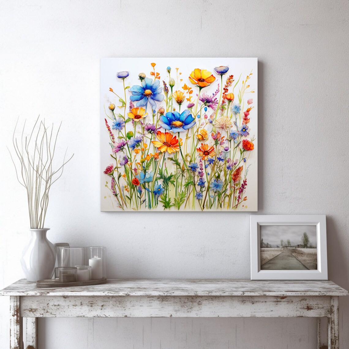 Colorful Wildflowers Watercolor Painting Bright Botanical Wall Art - Image 2