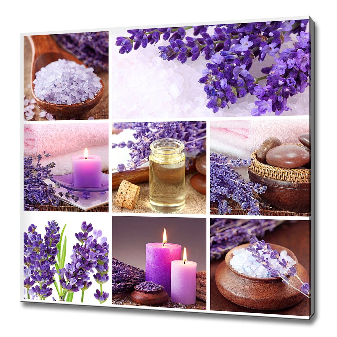 Lavender Spa Collage Candles Bath Salt Massage Oil Stones Zen Wall Art