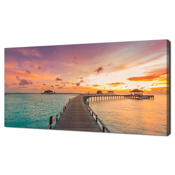 Beautiful Sunset Over Maldives Modern Design Home Decor Print Wall Art Picture Wall Hanging