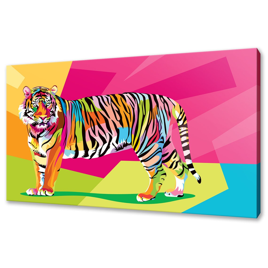 Rainbow Tiger Standing Full Body Pop Art Colorful Wildcat Poster
