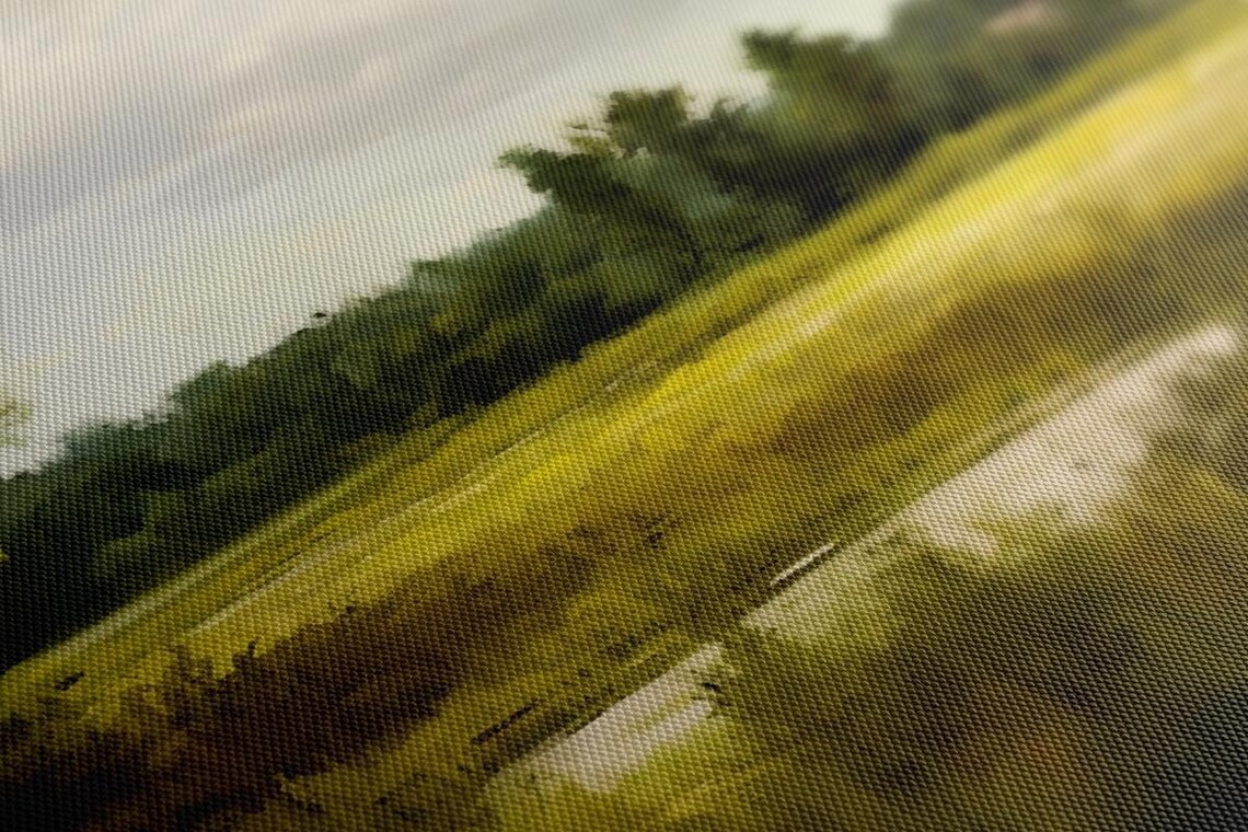 Vintage Landscape Green Grass Field Countryside Painting Style Print Farmhouse Decor Art Nature Picture Wall Hanging Fine Art Print - Image 2