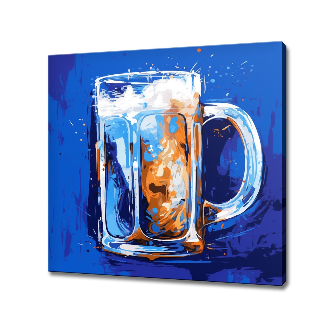 Frothy Beer Mug Watercolor Painting Kitchen Bar Wall Art Print