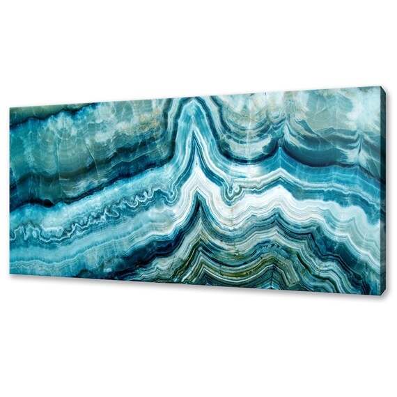 Abstract Stone Blue Teal Onyx Jewel Gemstone Modern Design Home Decor Print Wall Art Picture