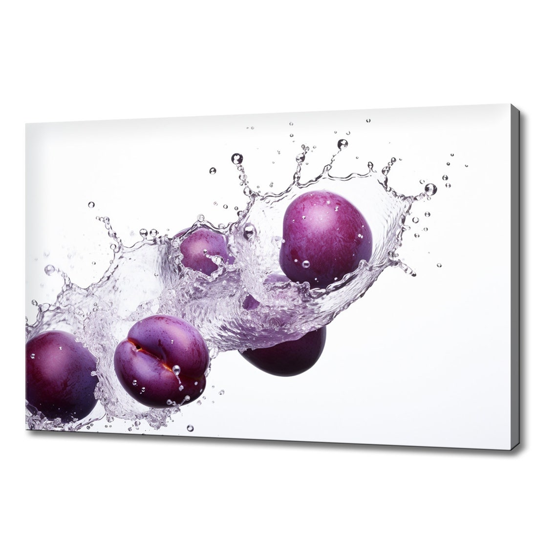Purple Plums Water Splash Ripe Fruit Modern Kitchen Wall Art Poster