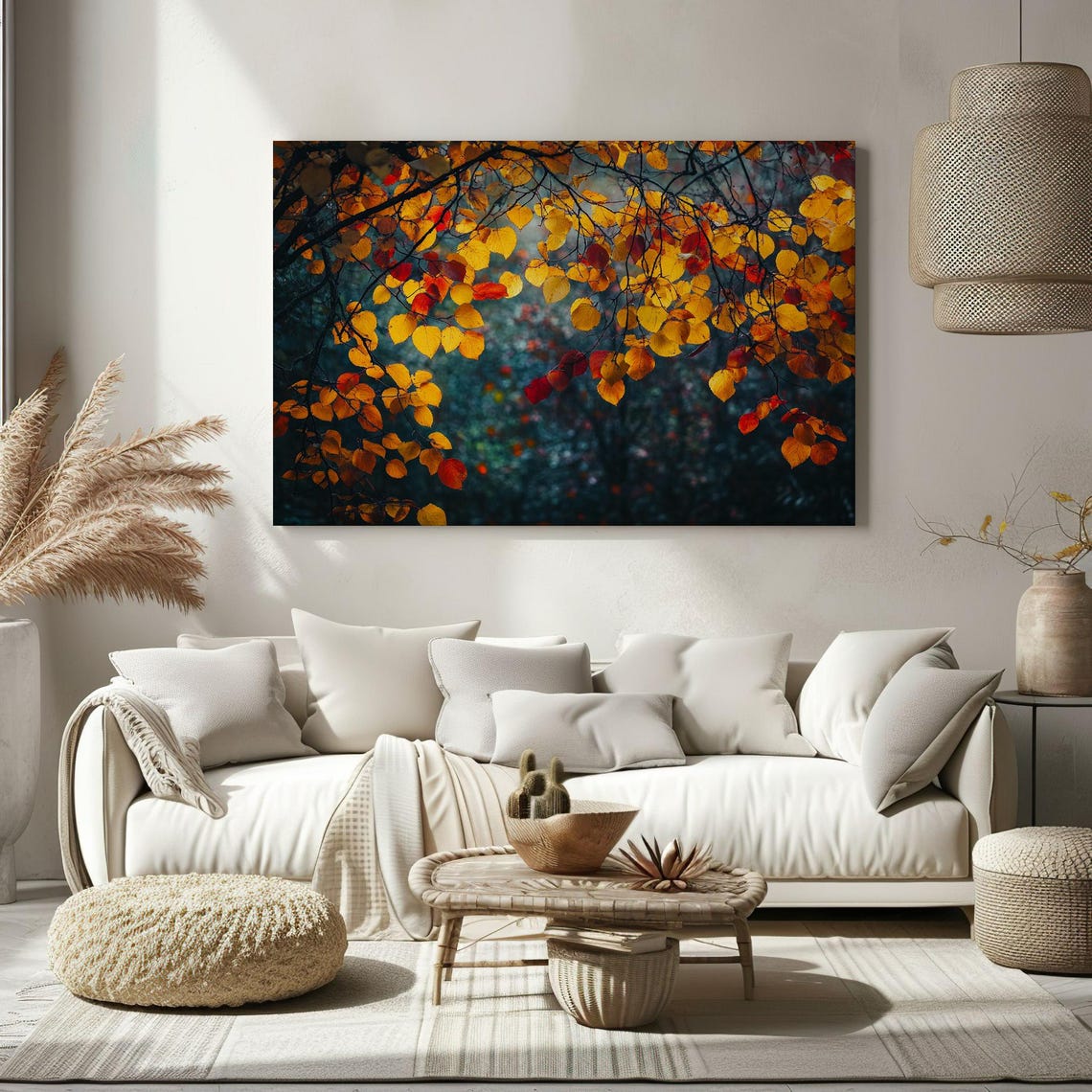 Glowing Orange Red Autumn Leaves Branches Fall Foliage Photo Poster - Image 2