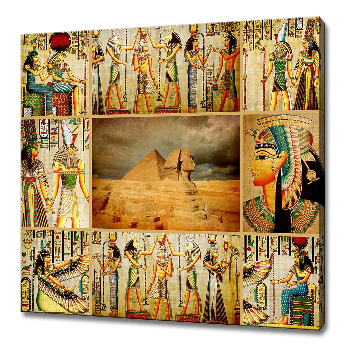 Ancient Egyptian Papyrus Pyramids Modern Art Print