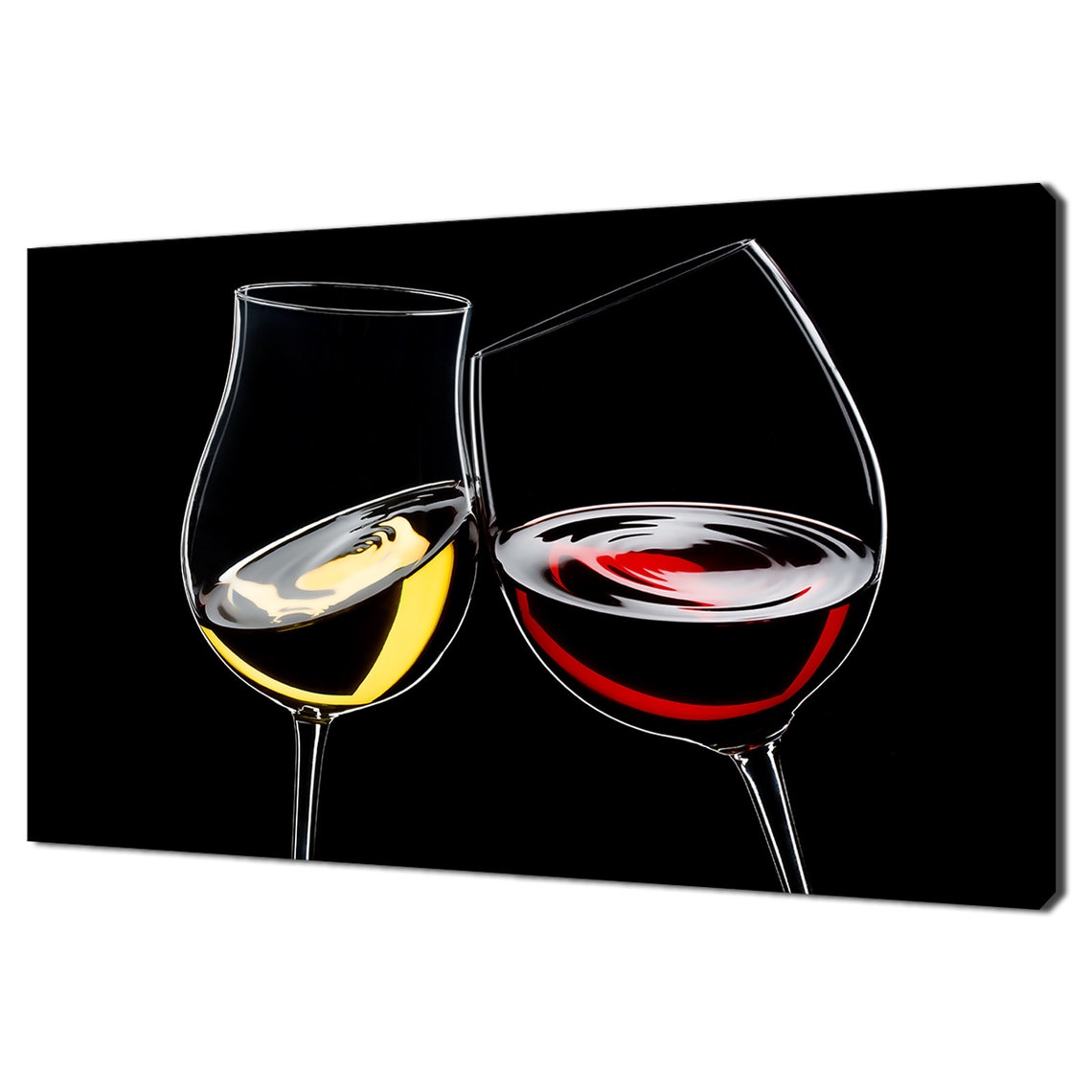 Red And White Wine Glasses Cheers On Black Modern Kitchen Poster