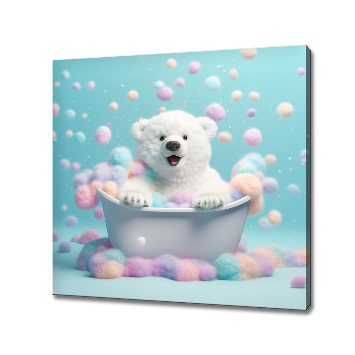 Cute Bear in the Bathtub, Nursery Bathroom Print