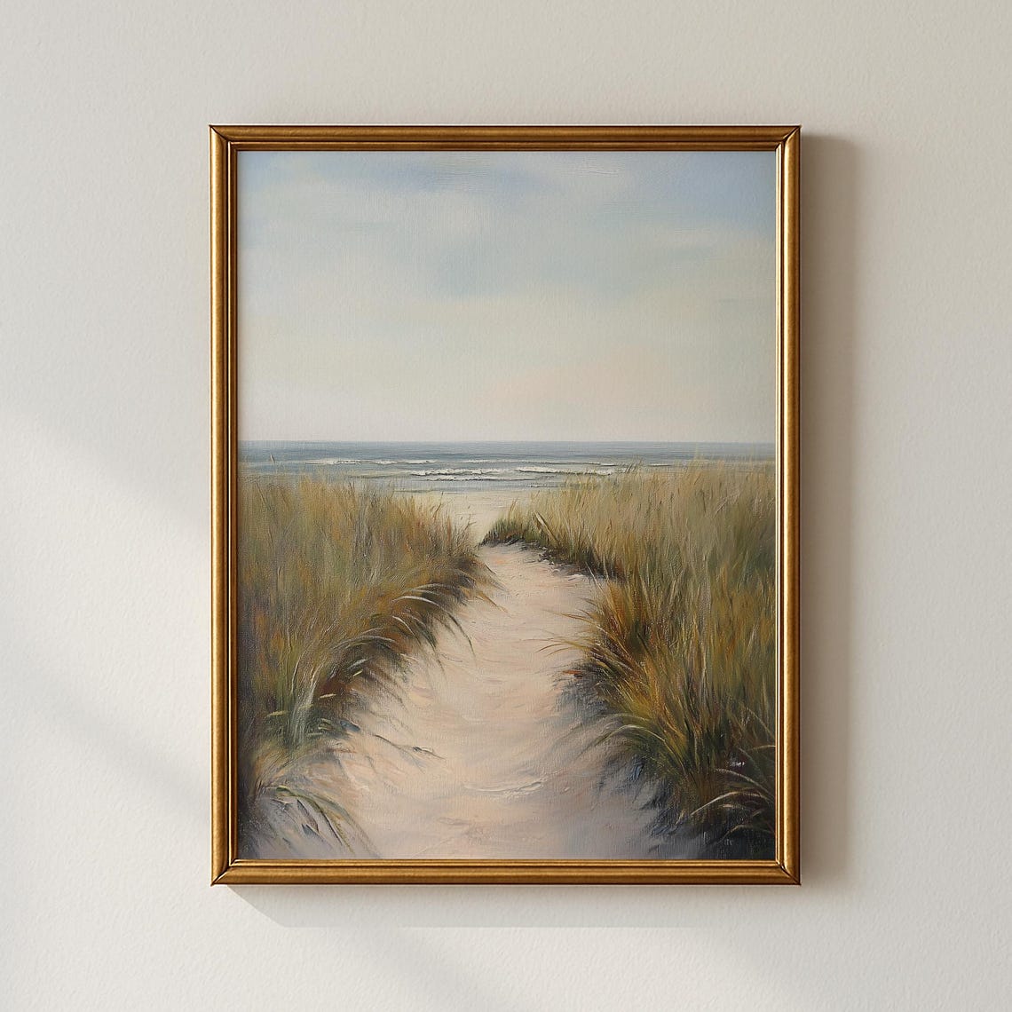 Dune Path Leading To Quiet Beach Vintage Seascape Art Poster