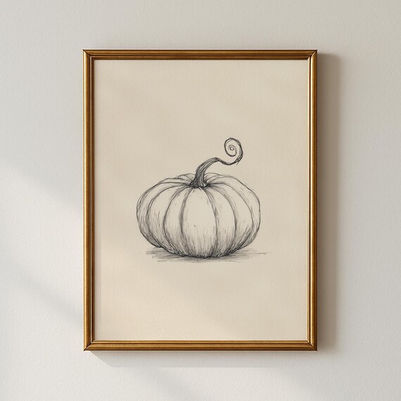 Vintage Autumn Pumpkin Print Nature Wall Art Living Room Decor Collected Prints Cpp779