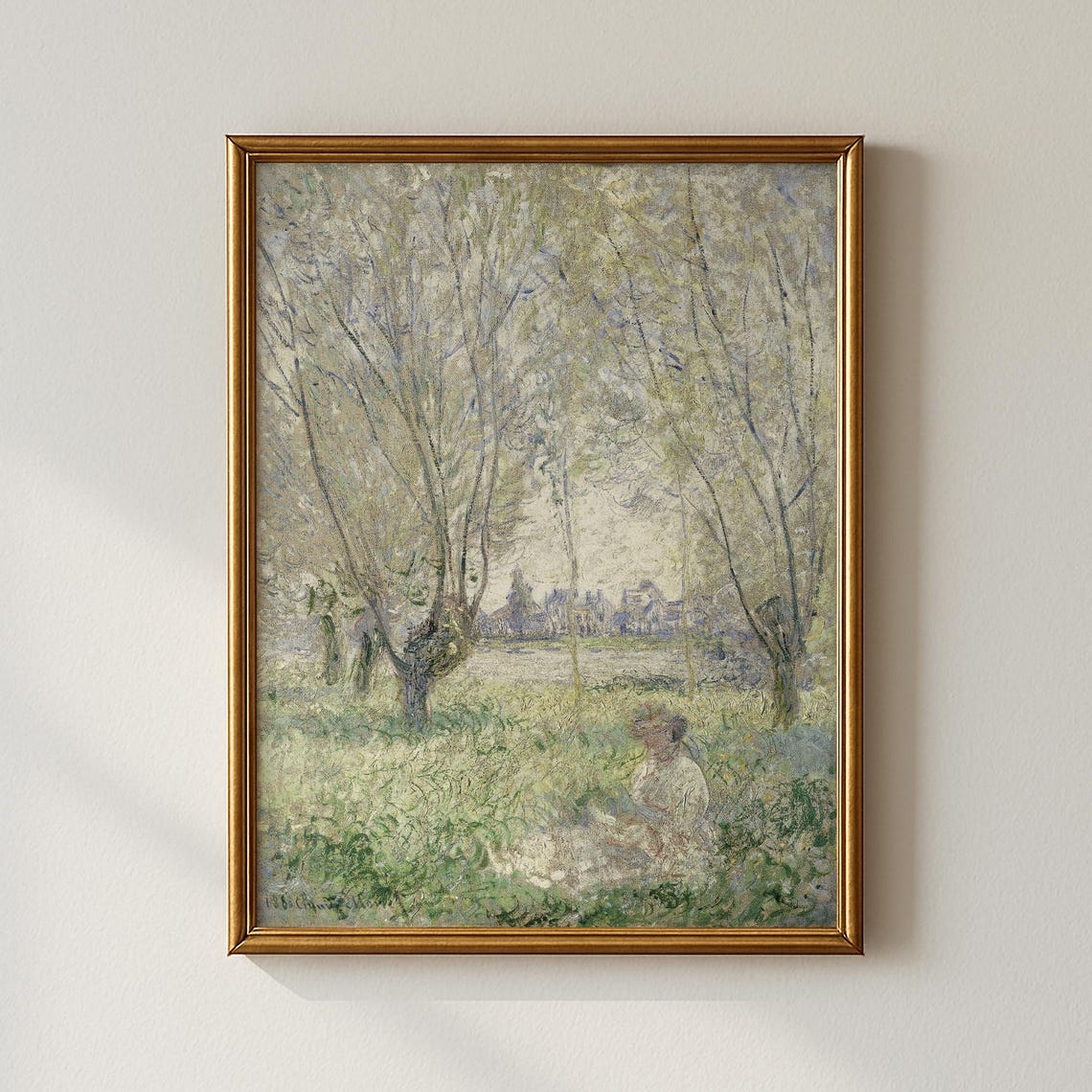 Vintage Spring Orchard Woman Resting Among Blossom Trees Print