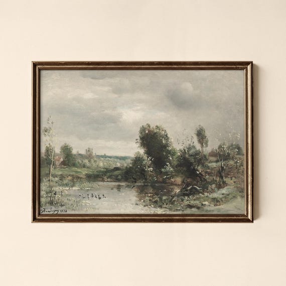 Vintage Pond Landscape Print Living Room Decor Collected Prints Cpl030