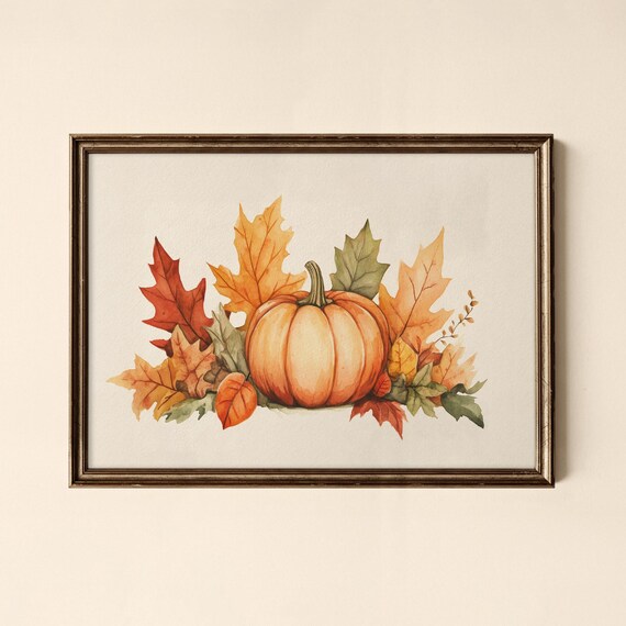 Thanksgiving Pumpkin Print Holiday Wall Art Living Room Decor Collected Prints Cpl852