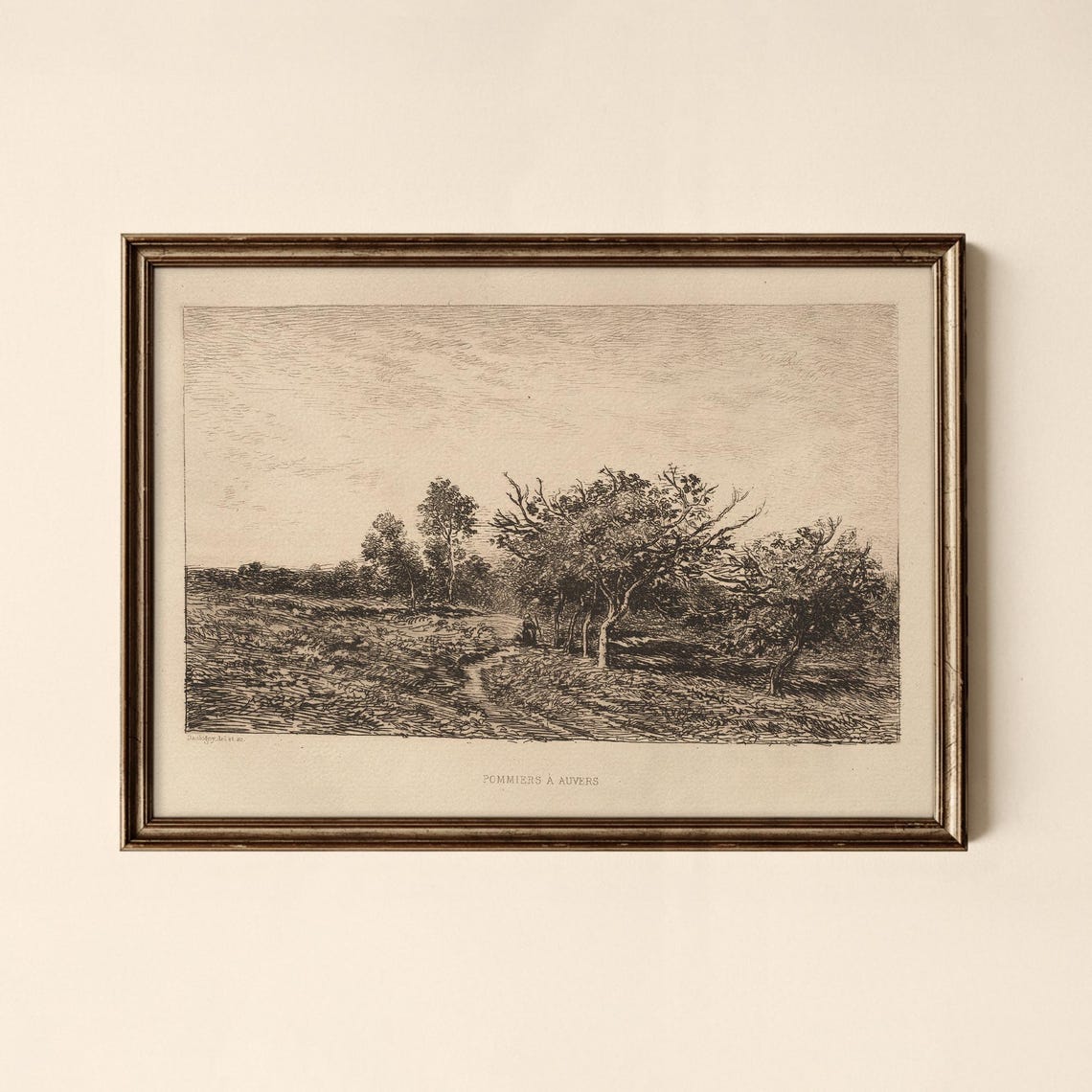 Pommiers A Auvers Antique Orchard Etching Reproduction Art Poster