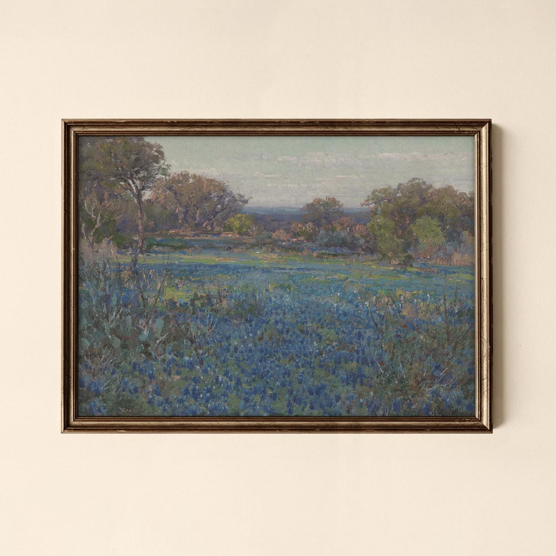 Bluebonnet Wildflower Meadow Texas Spring Vintage Art Poster