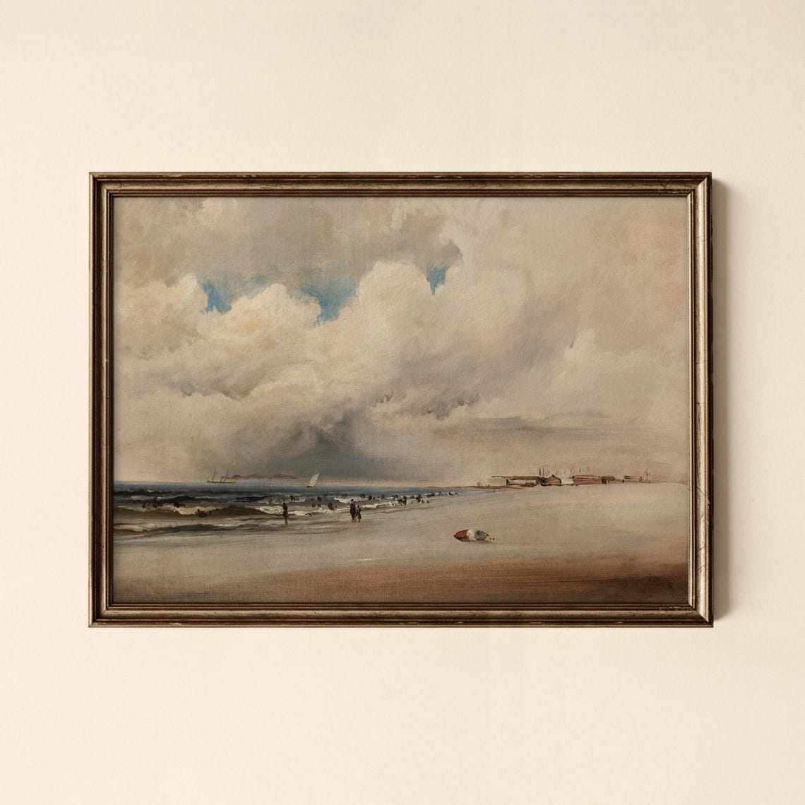 Dramatic Stormy Beach Vintage Seascape Coastal Oil Painting Poster