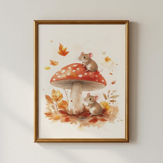 Autumn Mouse Print Nursery Decor Bedroom Wall Art Collected Prints Cpp764