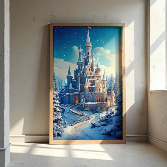 Christmas Fortress Art Vintage Holiday Decor Retro Cozy Festive Designs Instant Cute Trendy