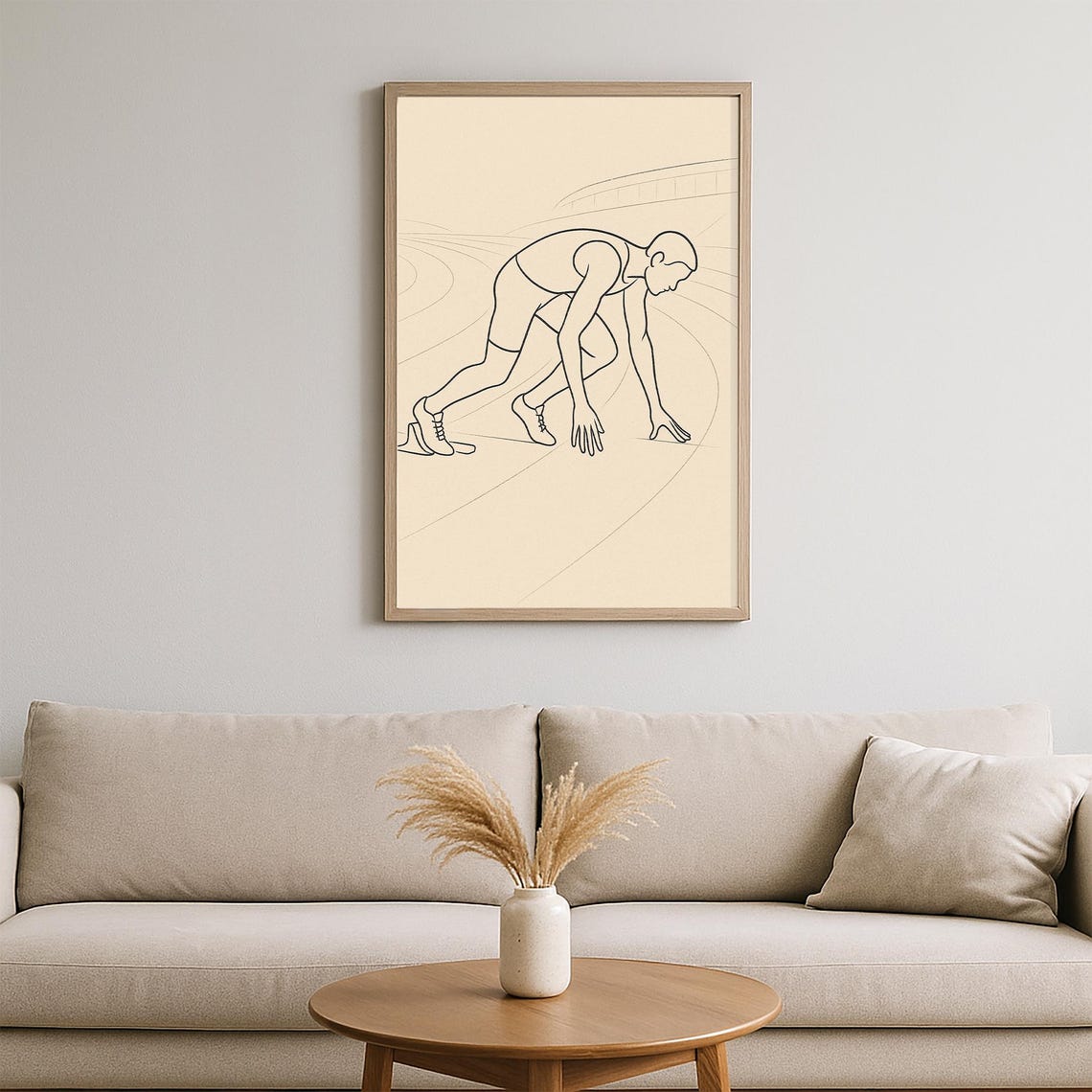 Minimalist Runner Line Art Sprinter Starting Blocks Track Poster - Image 2