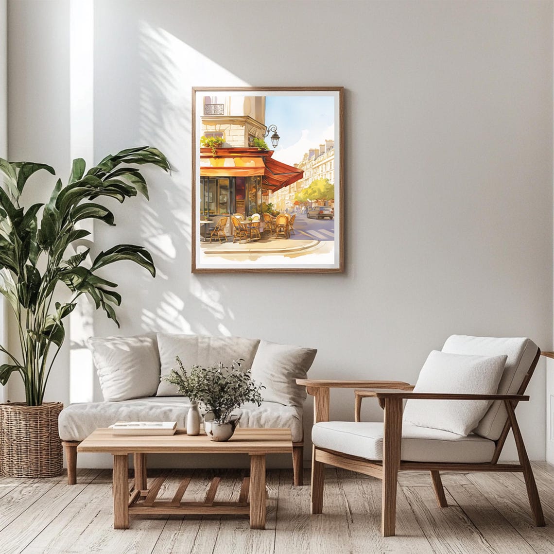 Parisian Street Cafe Watercolor Red Awning Corner Scene Poster - Image 6