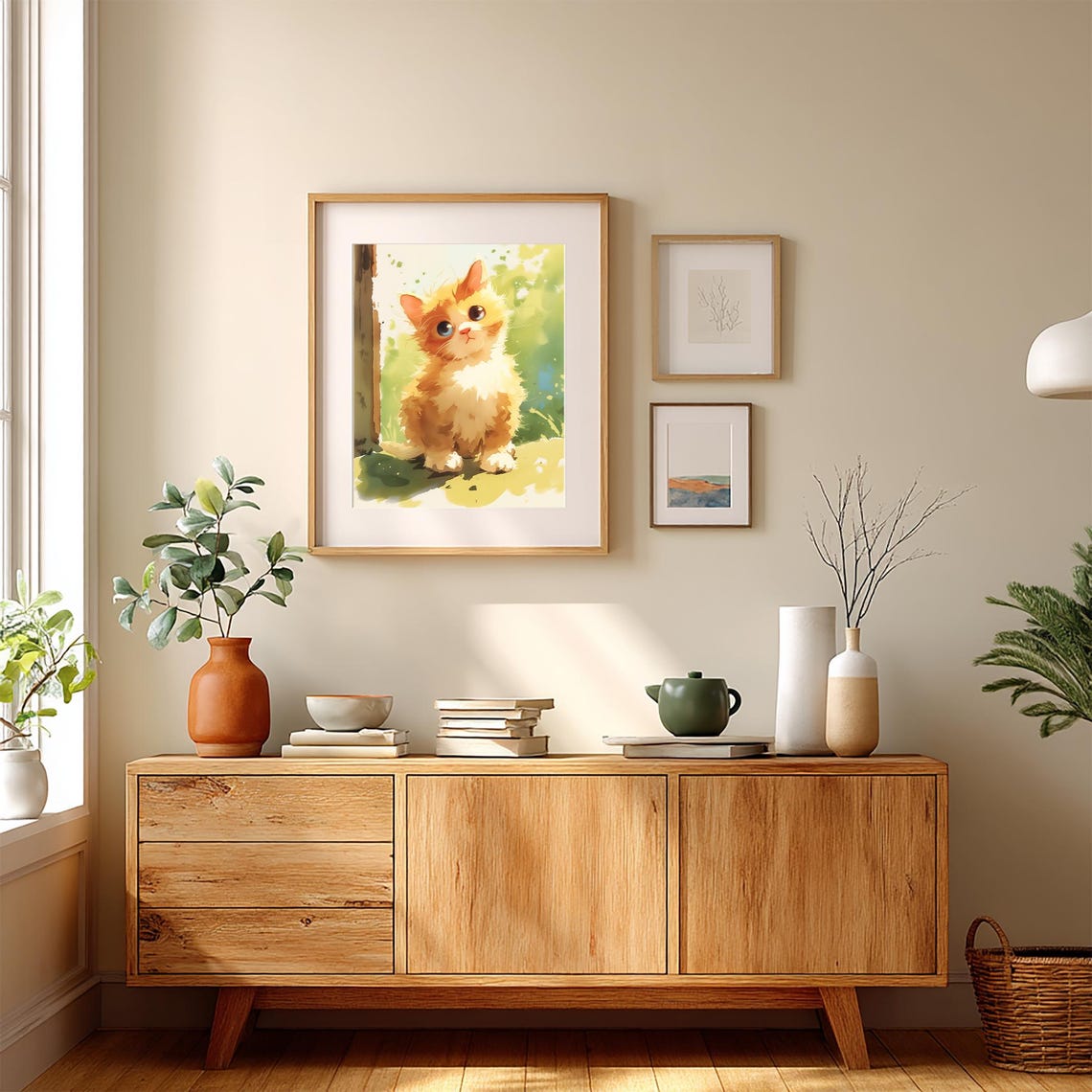 Cute Orange Kitten Watercolor Fluffy Cat Nursery Decor Poster - Image 4