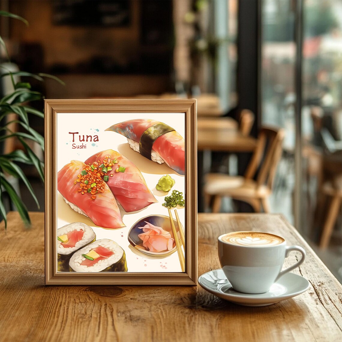 Tuna Sushi Watercolor Food Art Japanese Kitchen Wall Decor Poster - Image 2