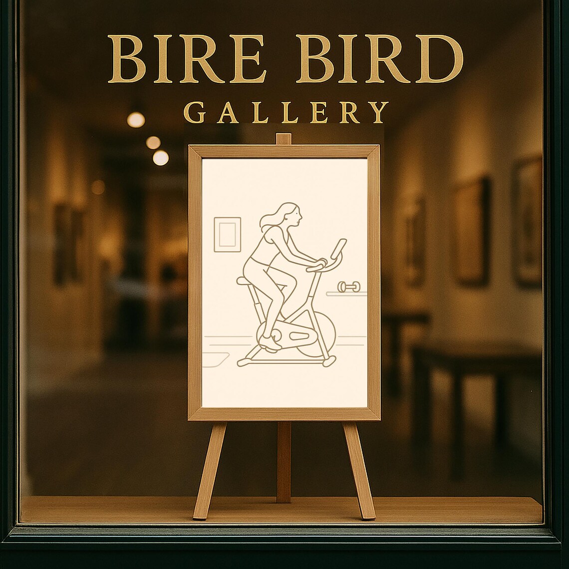 Minimalist Line Art Woman On Exercise Bike Modern Fitness Poster - Image 5