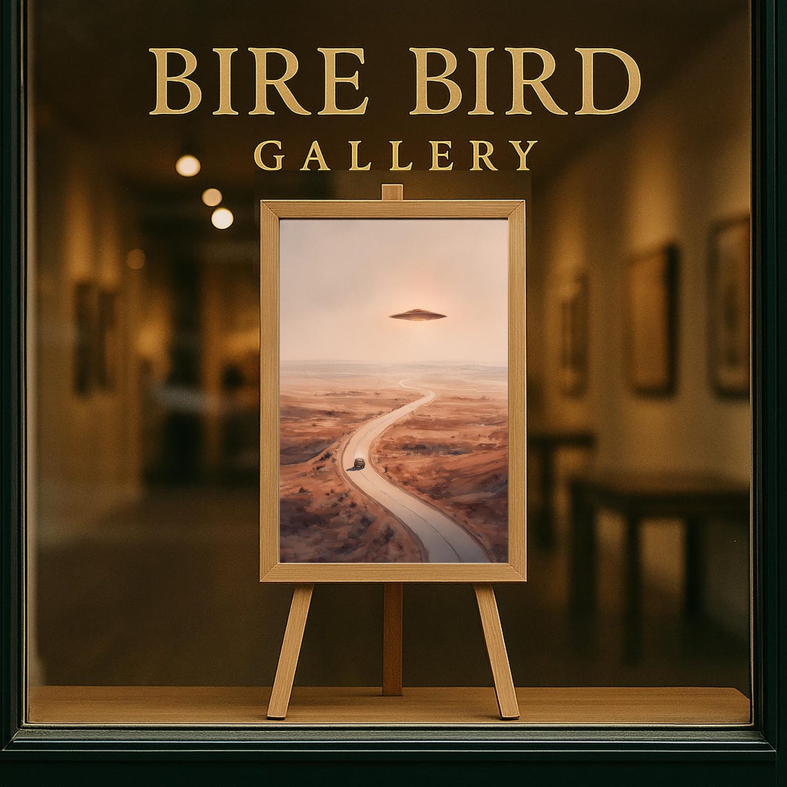 UFO Desert Highway Night Road Surreal Mystery Sci Fi Art Poster - Image 6