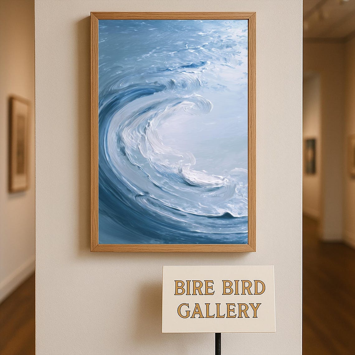 Blue Ocean Wave Brushstroke Abstract Sea Inspired Modern Wall Art