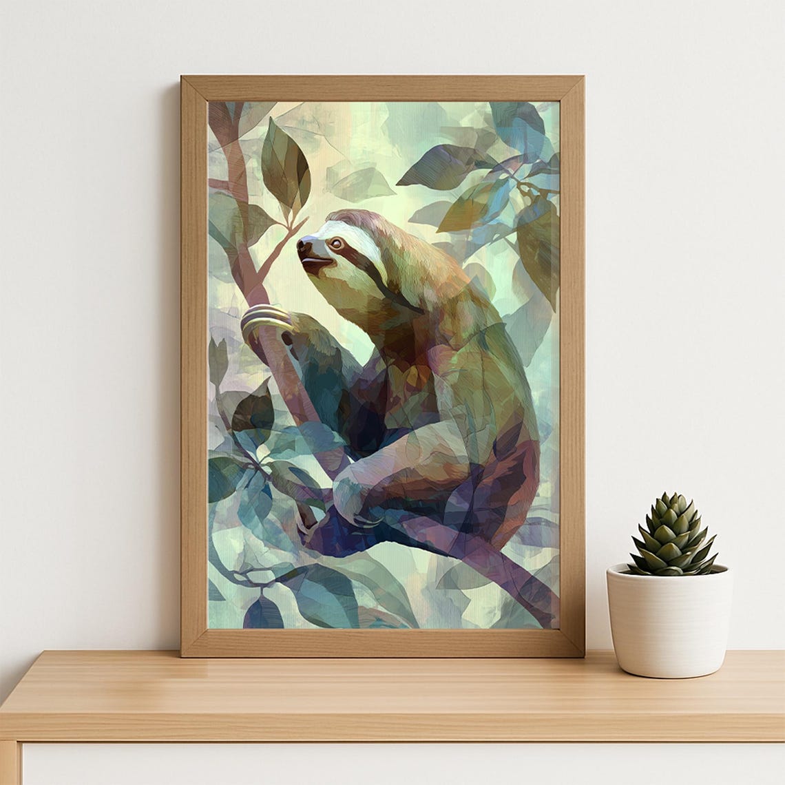 Colorful Sloth Jungle Tree Animal Illustration Art Print - Image 2