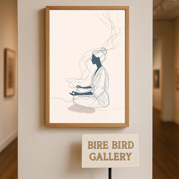 Minimalist Meditation Woman Line Art Calm Yoga Silhouette Poster Mindfulness Zen Print For Tranquil Wall Decor