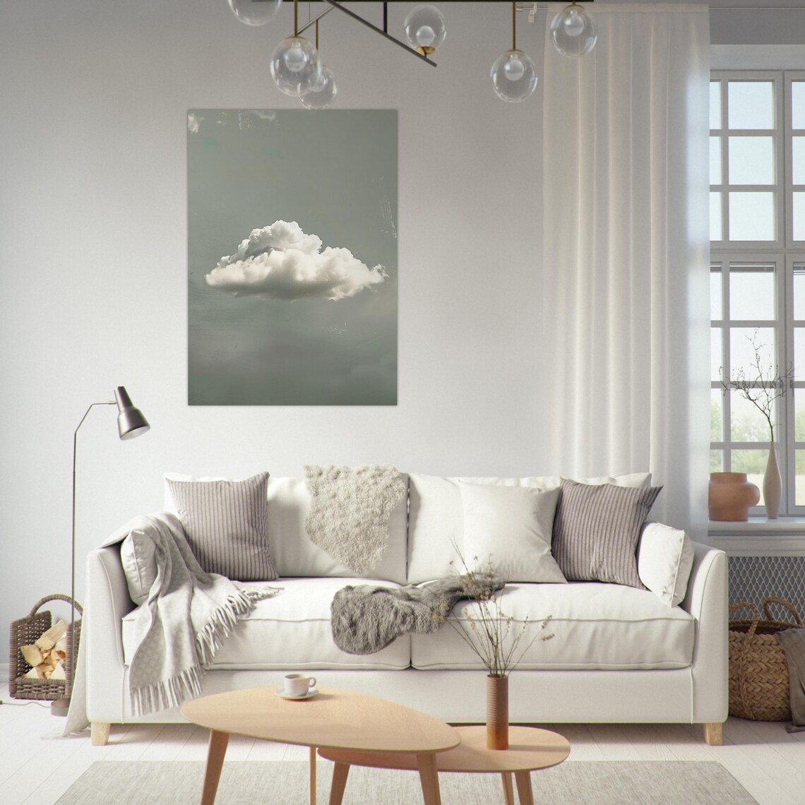Minimalist Cloud Poster Soft Wall Art In Grey And White Timeless Design For Modern Rooms - Image 4