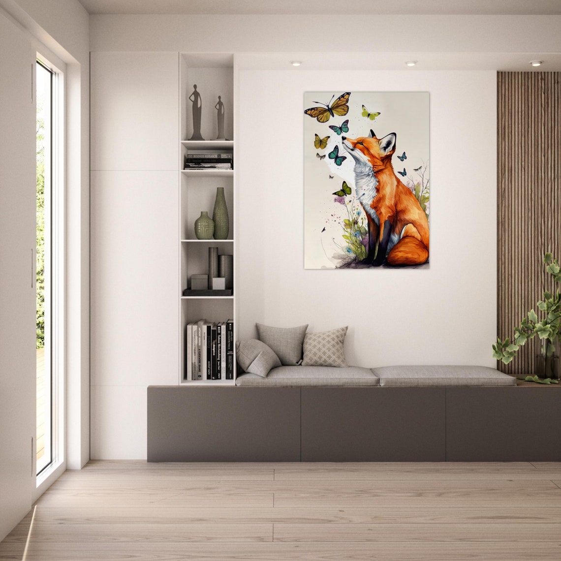 Fox With Butterflies As Watercolour Poster Print Brings Nature Into Your Home - Image 3