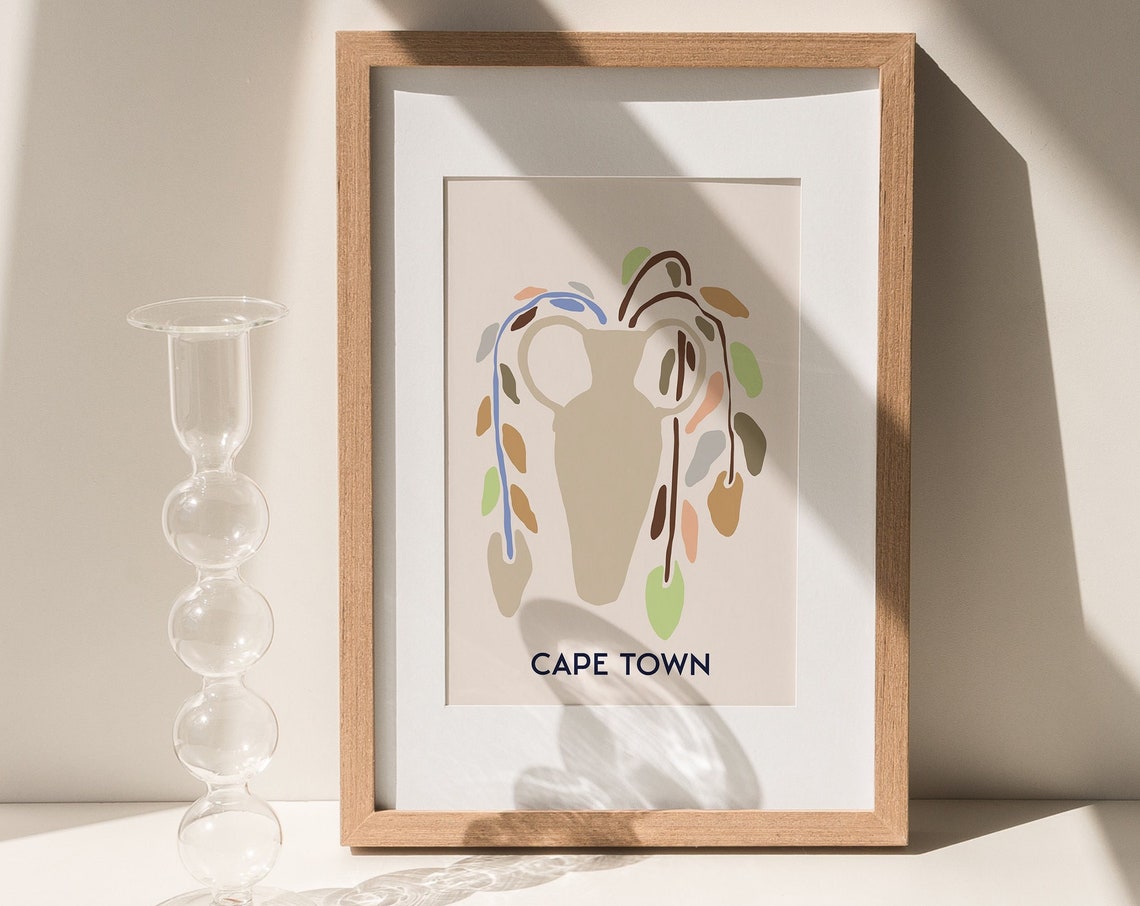 Cape Town Abstract Vase Botanical Minimalist Modern Art Poster