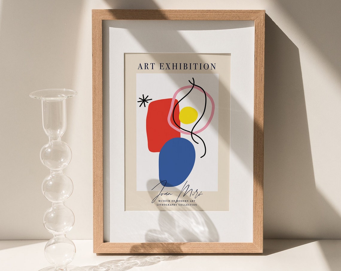 Joan Miro Art Exhibition Modern Art Abstract Litho Style Poster