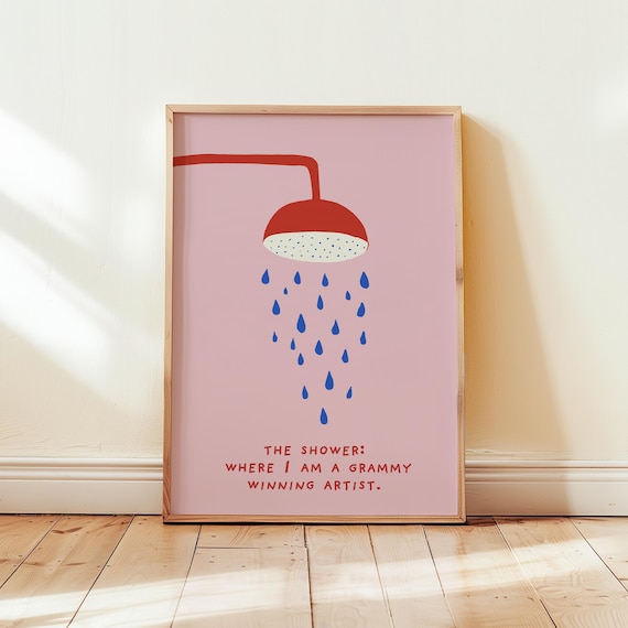 Funny Pink Bathroom Shower Grammy Winner Poster