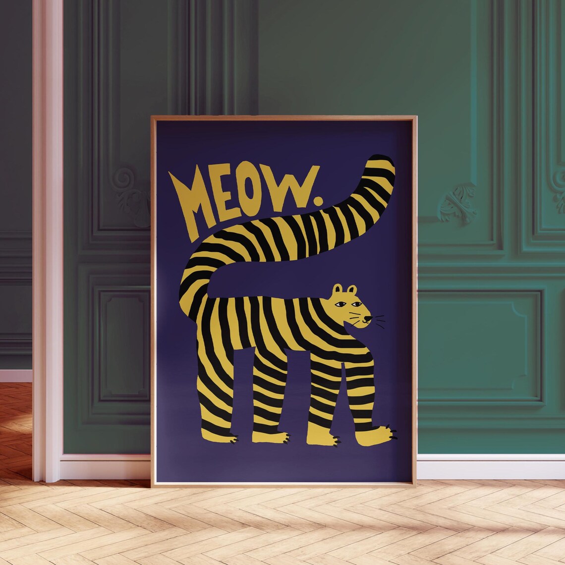 Meow Tiger Art Print, Playful Nursery Decor