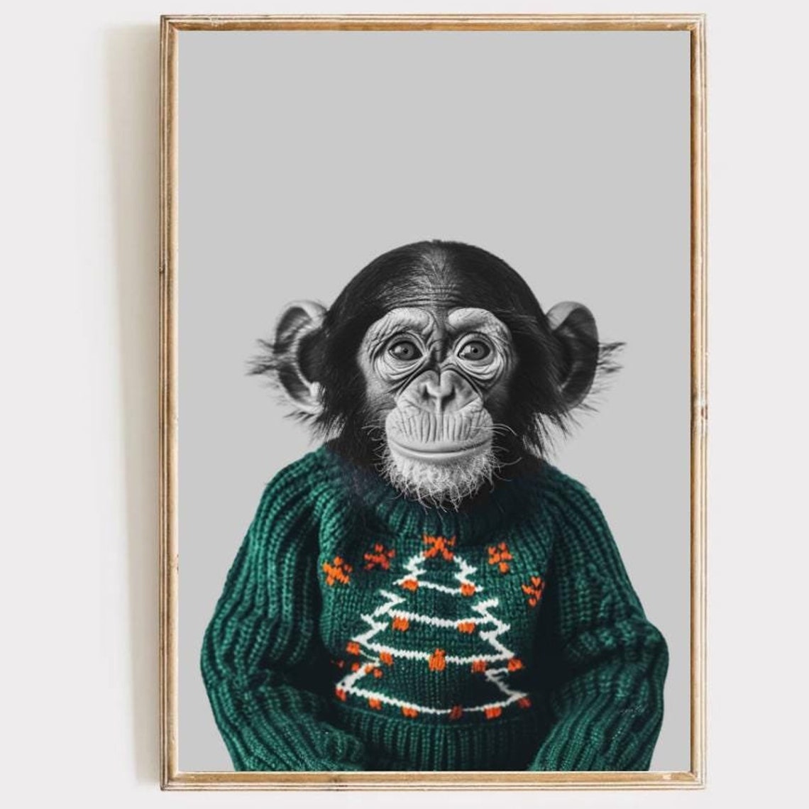 Christmas Wall Art Monkey Nursery Decor Modern Printables Colorful Print Cozy