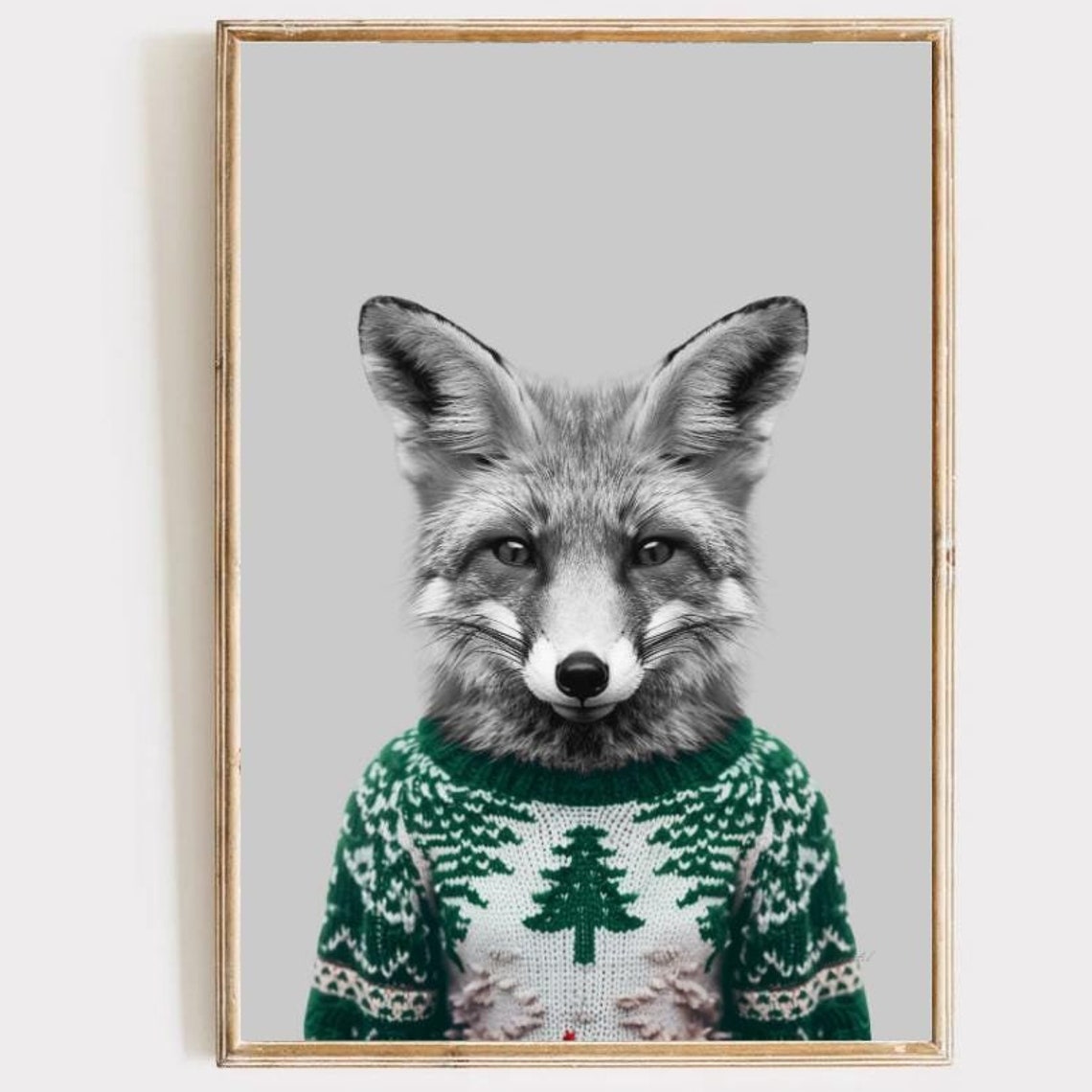 Christmas Wall Art Modern Printables Fox Nursery Print Colorful Cozy Decor