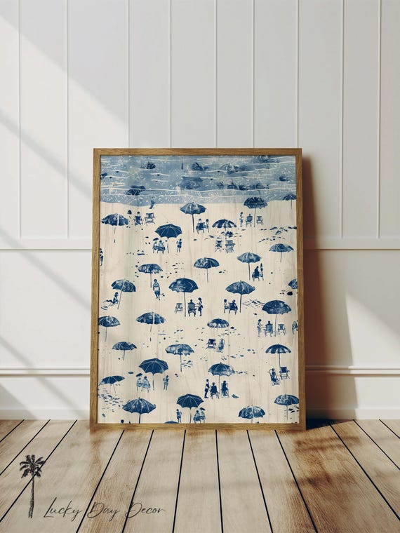 Vintage Beach Sketch Coastal Afternoon Art Print