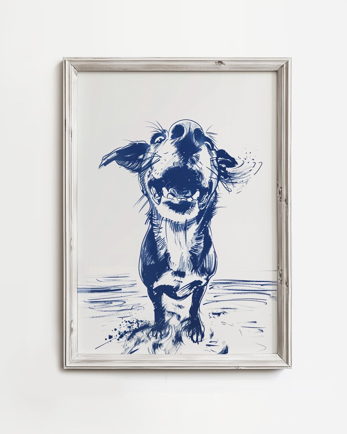 Happy Lake Day Dog Art Print, Coastal Cottage Decor