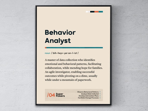Behavior Analyst Definition Poster Funny Modern Office Gift Conduct Graduation Print Specialist Coworker Wall Art