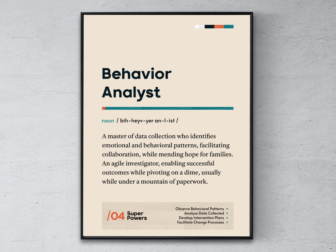 Behavior Analyst Definition Funny Gift Dictionary Wall Decor Poster