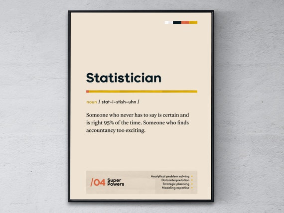 Statistician Definition Poster Funny Modern Office Gift Actuary Coworker Wall Art Demographer Graduation Print