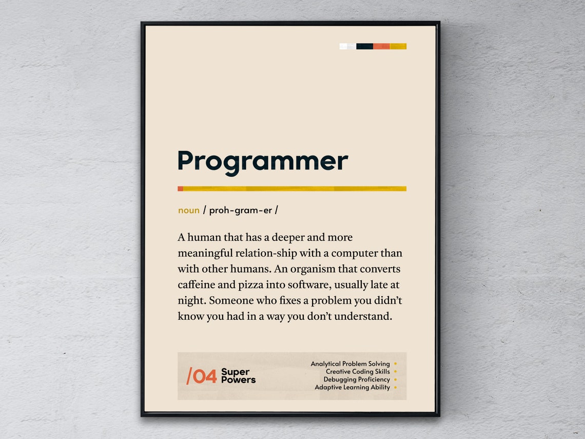 Programmer Dictionary Definition Poster Funny Coder Office Gift