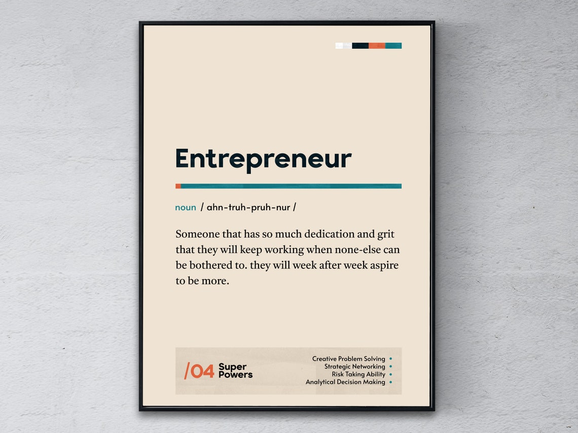Entrepreneur Funny Dictionary Definition Super Powers Poster