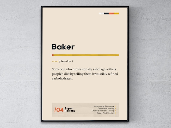 Baker Dictionary Definition Funny Pastry Chef Office Gift Poster